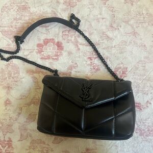 Saint Laurent Black Quilted Leather Crossbody Bag with Chain Strap